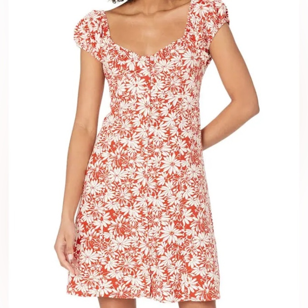 NWT Madewell Blake Cap Sleeve Button-Down floral‎ Retro Mini Dress